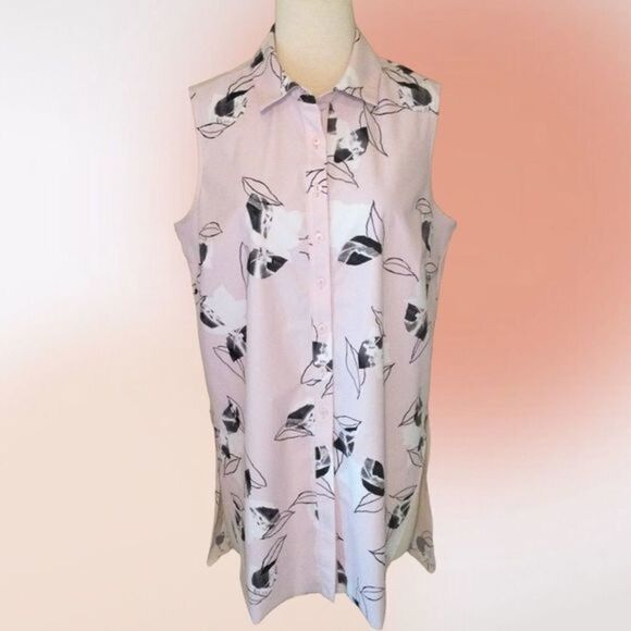 Alfani Sleeveless Pink Leaf Pattern‎ Tunic S - Picture 2 of 10